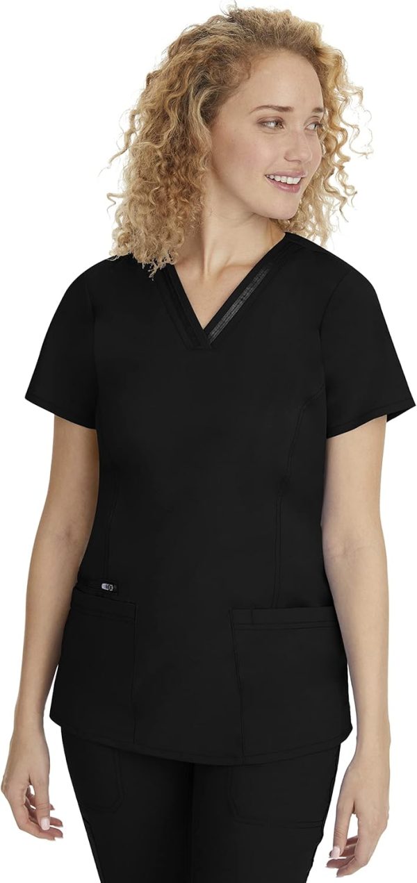 Healing Hands Womens Medical Scrub Top Ribbon V-Neck Pockets-6