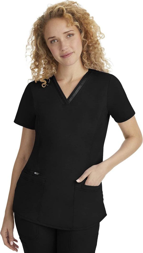 Healing Hands Womens Medical Scrub Top Ribbon V-Neck Pockets-5