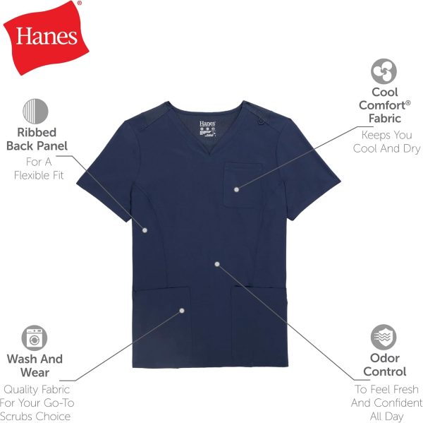 Hanes Medical Scrub Top V-Neck Cool Comfort Womens-4