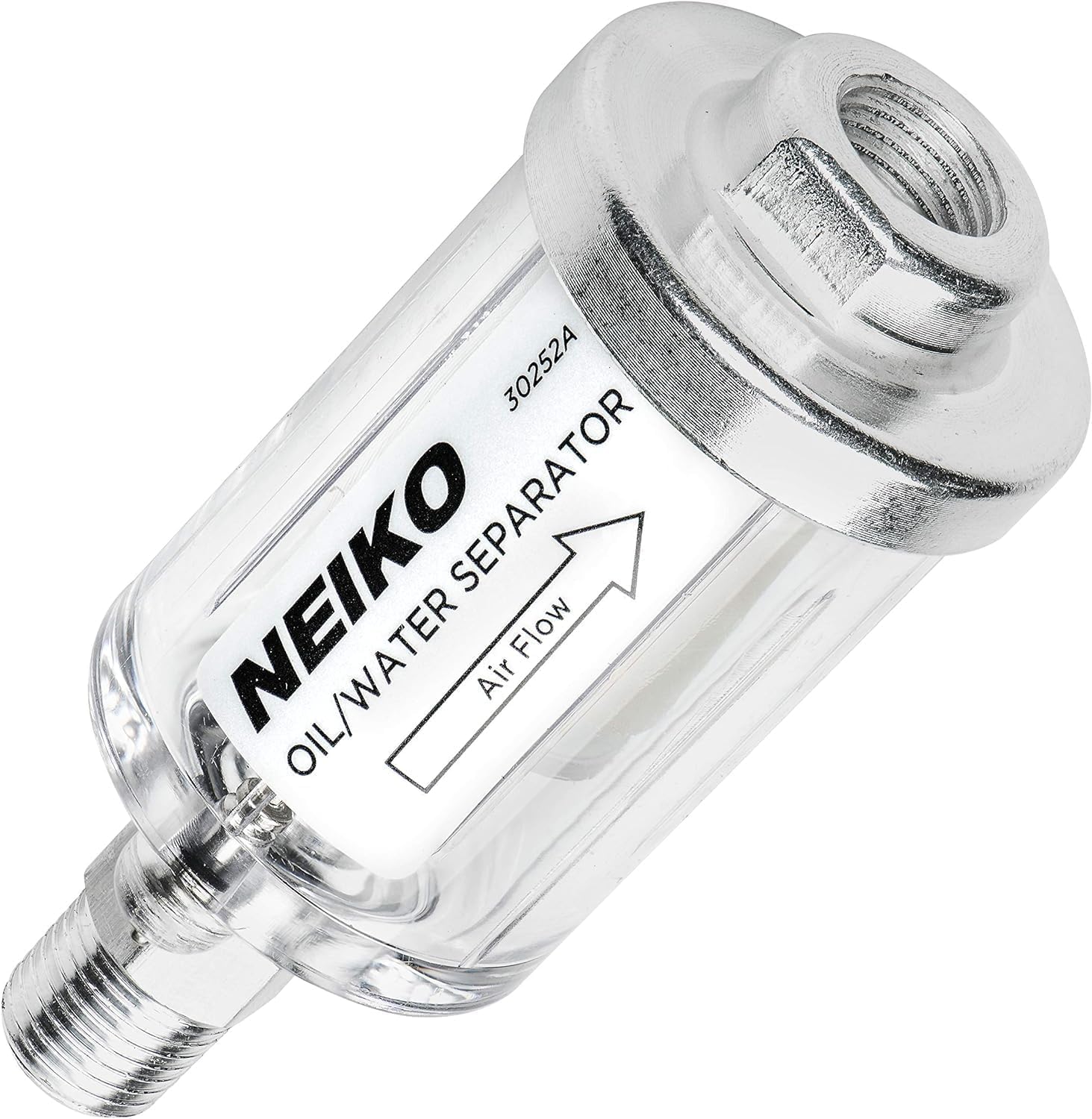NEIKO water oil separator installed on an air compressor hose
