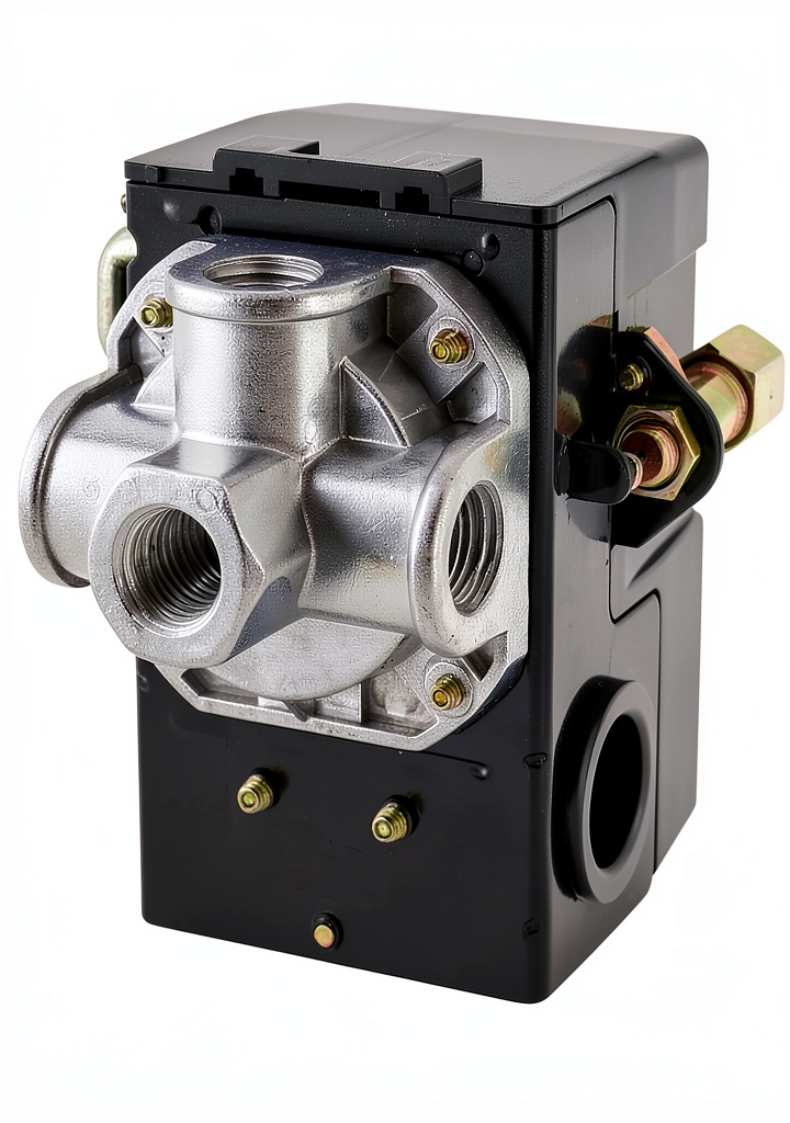 Installing Huivlei Air Compressor Pressure Switch 135-175 PSI 4-Port on a wooden desk