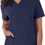 Hanes Medical Scrub Top V-Neck Cool Comfort Womens-0