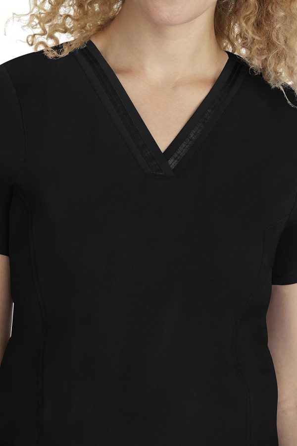 Healing Hands Womens Medical Scrub Top Ribbon V-Neck Pockets-4