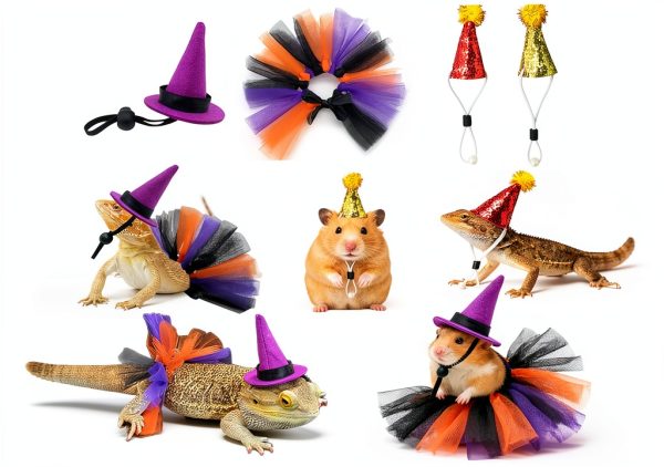 Lizard Costume Set ZHENYOUBML Tutu Skirts & Hats for Small Pets-0