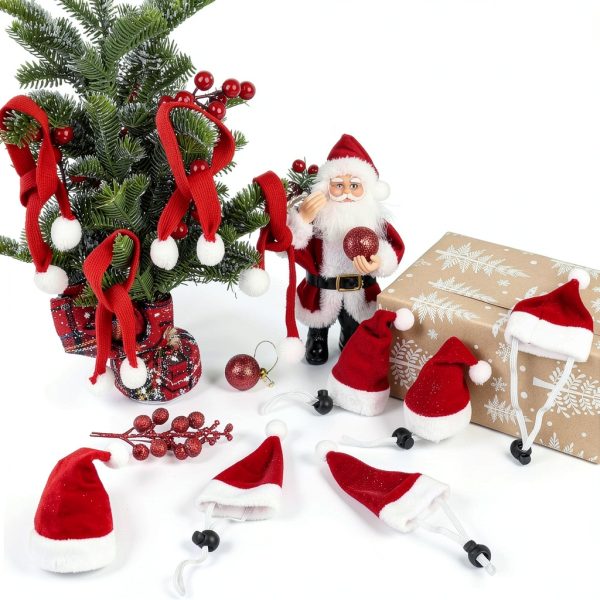 Christmas Pet Costume Set 12pcs Red Santa Hat & Scarf by KIMOBER-3