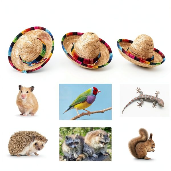 Bearded Dragon Hat by TUOSHYI Straw Pet Apparel Mini with Rainbow Brim-5