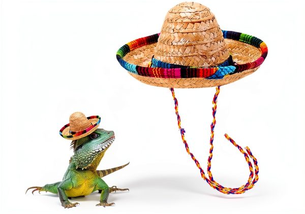 Bearded Dragon Hat by TUOSHYI Straw Pet Apparel Mini with Rainbow Brim-0