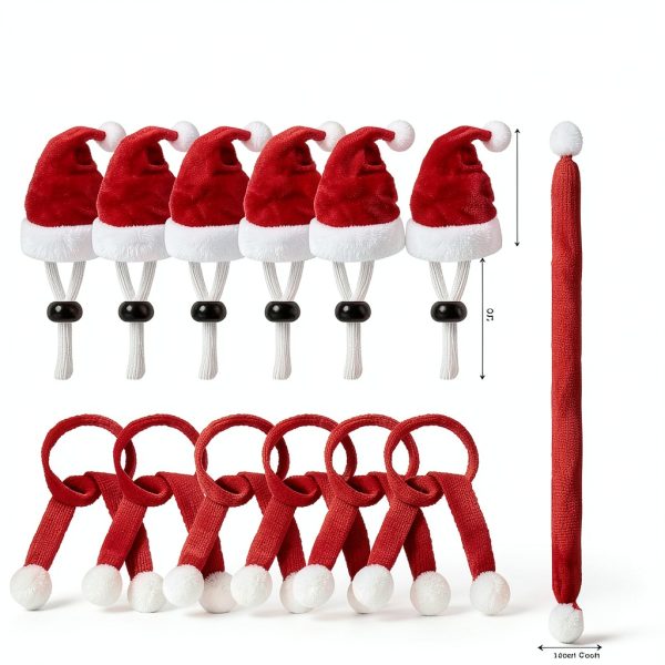 Christmas Pet Costume Set 12pcs Red Santa Hat & Scarf by KIMOBER-1