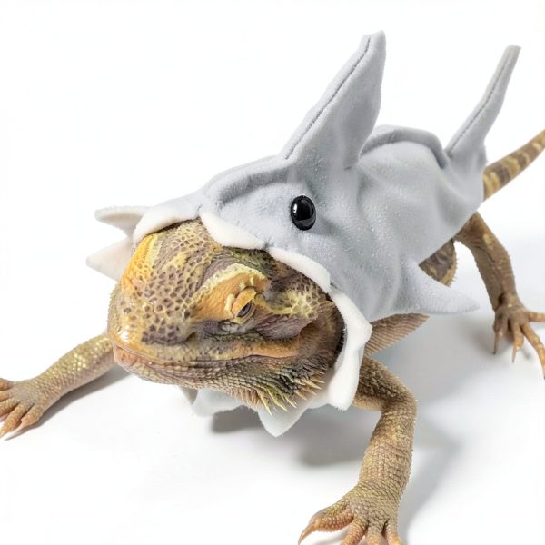 Lizard Clothes for Bearded Dragon - Shark Costume Outfit Handmade Lizard Shark Apparel Skin Protection Photo for Lizard Bearded Dragon Crested Gecko Chameleon Reptile (L,Shark Costume)-5