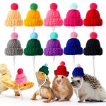 Kajaia 10 Pieces Pet Snake Christmas Hat Hamster Hat with Adjustable Elastic Strap, Snake Ball Hamster Python Lizard Guinea Pig Knitted with Pompon for Small Reptile Animal Decoration Accessories-0