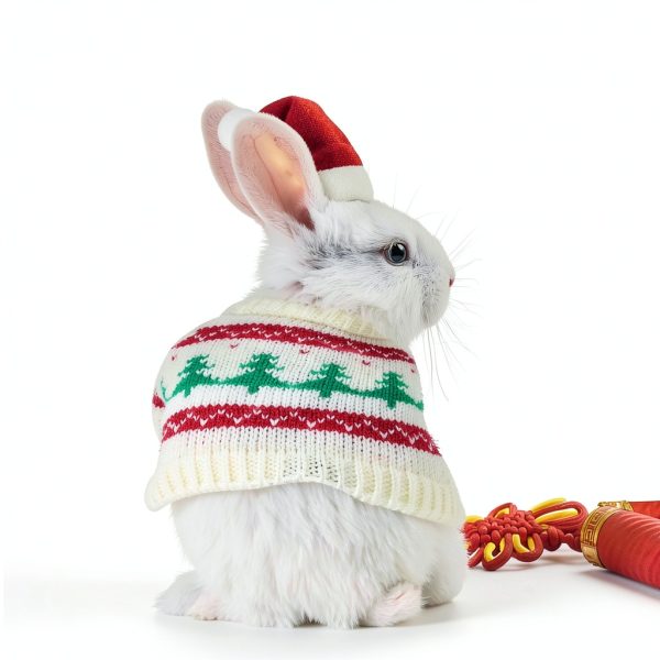 DECHOUS 2 Sets Guinea Pig Christmas Outfits with Mini Hats Festive Hamster Christmas Sweaters Ferret Knitted Clothes for Small Animals-7