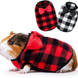Guinea Pig Clothes TUKOAW Winter Plaid Warm Vest for Small Pets 2-Pack-0