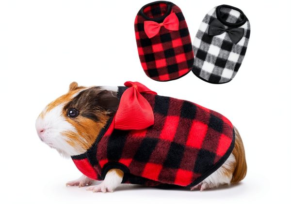 Guinea Pig Clothes TUKOAW Winter Plaid Warm Vest for Small Pets 2-Pack-0