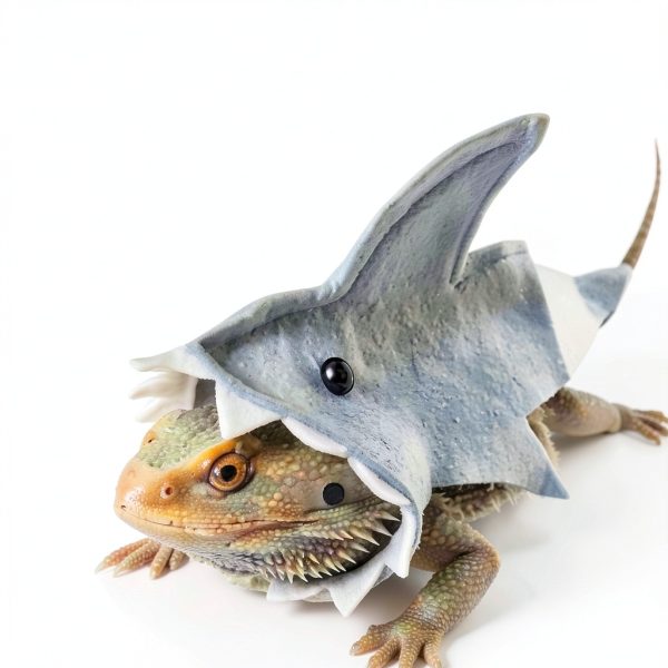 Lizard Clothes for Bearded Dragon - Shark Costume Outfit Handmade Lizard Shark Apparel Skin Protection Photo for Lizard Bearded Dragon Crested Gecko Chameleon Reptile (L,Shark Costume)-4