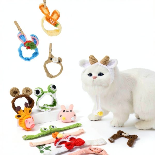 12 Pcs Hamster Hat Guinea Pig Knitted Cartoon Headwear Mini Small Animals Hat Hamster Clothes for Real Hamsters Pets Small Animal Lizard Dragon Snake Bird Rabbit Party Costume Accessories-5