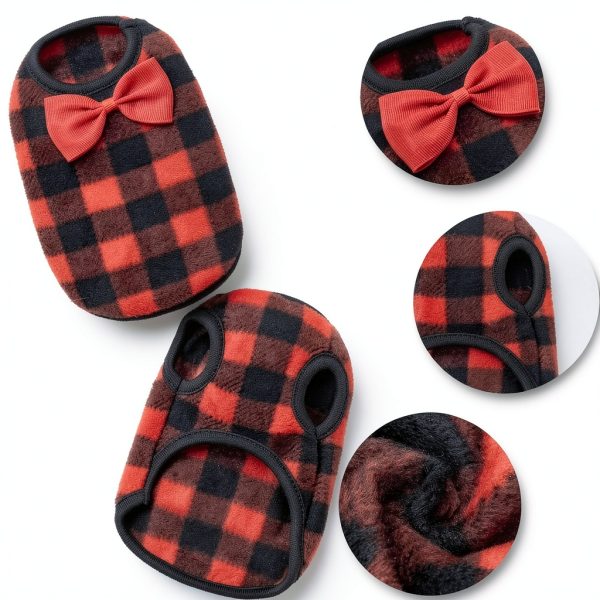 Guinea Pig Clothes TUKOAW Winter Plaid Warm Vest for Small Pets 2-Pack-2
