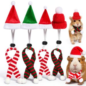 Christmas Small Animal Costume 8 Pack Santa Hat & Scarf Set by MOSTOO-0