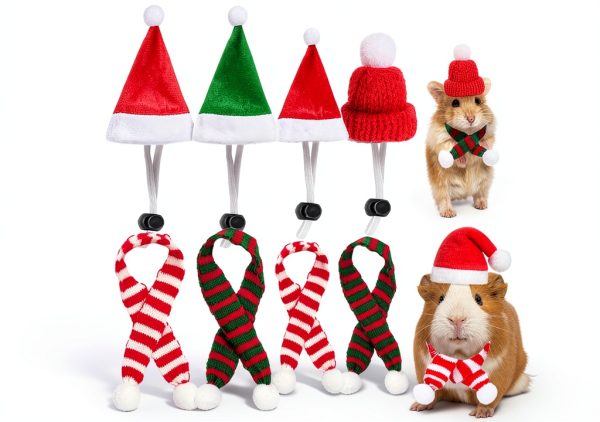 Christmas Small Animal Costume 8 Pack Santa Hat & Scarf Set by MOSTOO-0