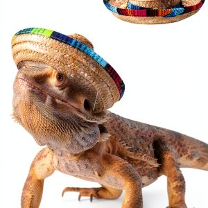 Bearded Dragon Sombrero Hats 2 Pack SEZDEKI Mexican Fiesta Pet Apparel-0