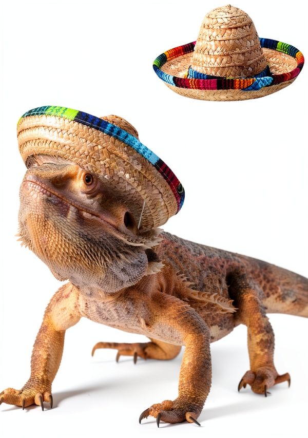 Bearded Dragon Sombrero Hats 2 Pack SEZDEKI Mexican Fiesta Pet Apparel-0